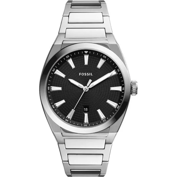 imageFossil Everett Mens Watch with Stainless Steel or Leather BandSilverBlack