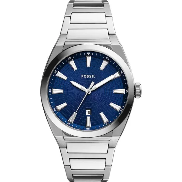 imageFossil Everett Mens Watch with Stainless Steel or Leather BandSilverBlue