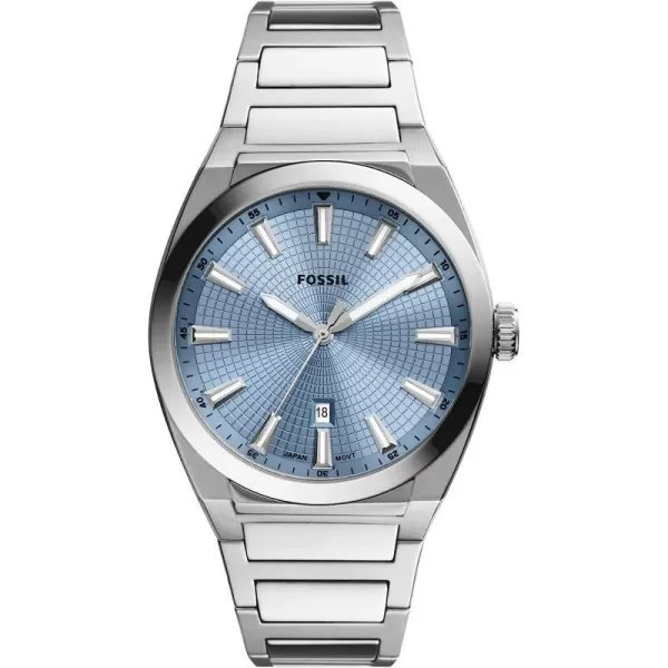 imageFossil Everett Mens Watch with Stainless Steel or Leather BandSilverLight Blue