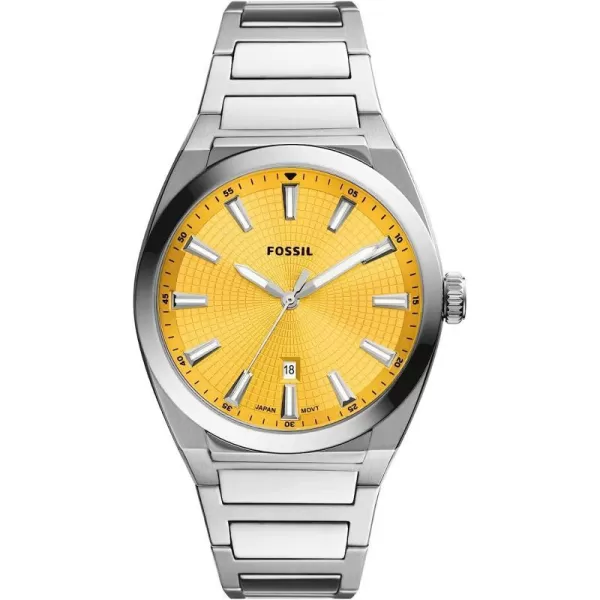 imageFossil Everett Mens Watch with Stainless Steel or Leather BandSilverYellow