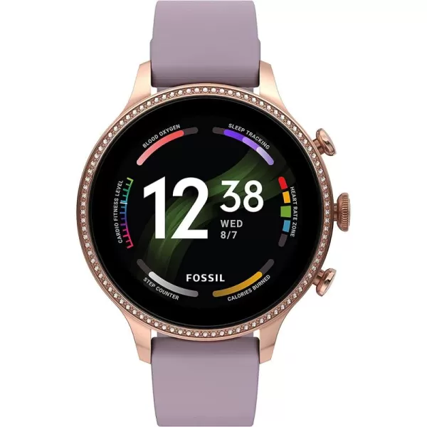 imageFossil Gen 6 42mm Touchscreen Smartwatch with Alexa BuiltIn Heart Rate Blood Oxygen Activity Tracking GPS Speaker Smartphone NotificationsRose GoldPurple