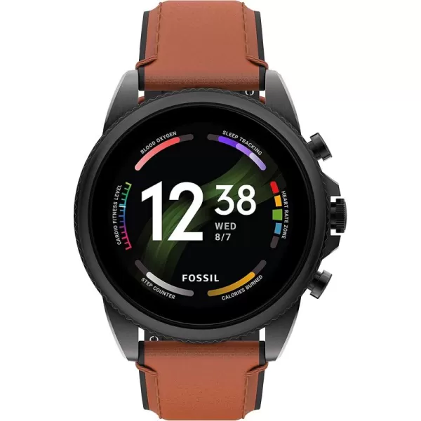 imageFossil Gen 6 44mm Touchscreen Smartwatch with Alexa BuiltIn Heart Rate Blood Oxygen Activity Tracking GPS Speaker Smartphone NotificationsBlackBrown