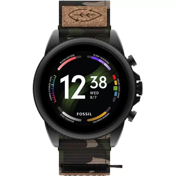 imageFossil Gen 6 44mm Touchscreen Smartwatch with Alexa BuiltIn Heart Rate Blood Oxygen Activity Tracking GPS Speaker Smartphone NotificationsBlackCamo