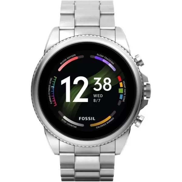 imageFossil Gen 6 44mm Touchscreen Smartwatch with Alexa BuiltIn Heart Rate Blood Oxygen Activity Tracking GPS Speaker Smartphone NotificationsSilver