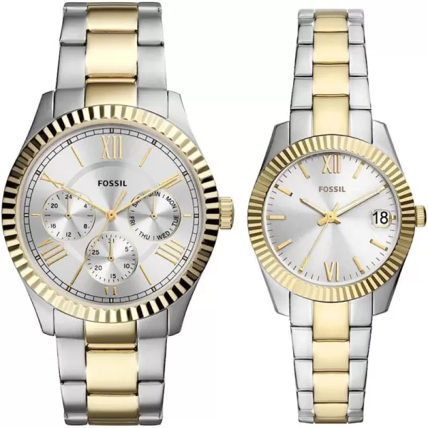 imageFossil His and Hers Watch Gift Set Mens and Womens Stainless Steel Watch SetSilverGold