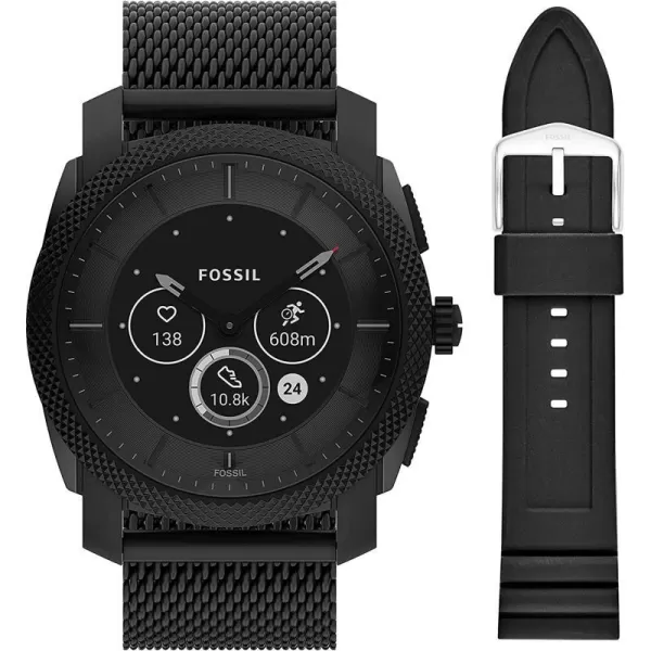 imageFossil Machine Gen 6 Hybrid Smartwatch with Alexa BuiltIn Heart Rate Activity Tracking Blood Oxygen and Smartphone NotificationsBlack  Strap