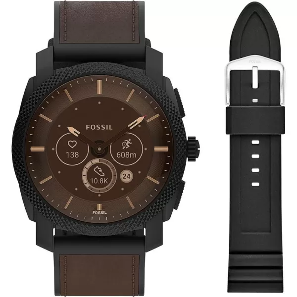 imageFossil Machine Gen 6 Hybrid Smartwatch with Alexa BuiltIn Heart Rate Activity Tracking Blood Oxygen and Smartphone NotificationsBlackBrown  Strap