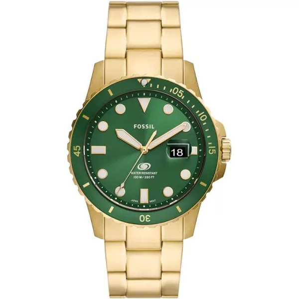 imageFossil Mens Blue Quartz Stainless Steel DiveInspired Casual WatchGoldGreen