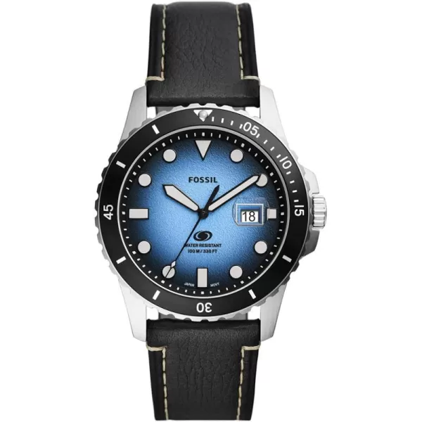 imageFossil Mens Blue Quartz Stainless Steel DiveInspired Casual WatchSilverBlackBlue