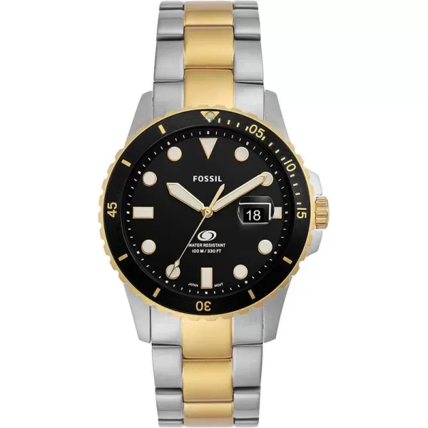 imageFossil Mens Blue Quartz Stainless Steel DiveInspired Casual WatchSilverGoldBlack