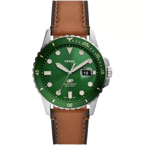 imageFossil Mens Blue Quartz Stainless Steel DiveInspired Casual WatchSilverGreenBrown