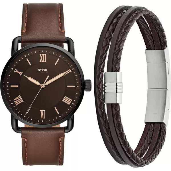 imageFossil Mens Copeland Stainless Steel and Leather Casual Quartz WatchBrown watchamp bracelet