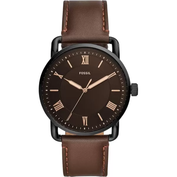 imageFossil Mens Copeland Stainless Steel and Leather Casual Quartz WatchBrownBrown Dial