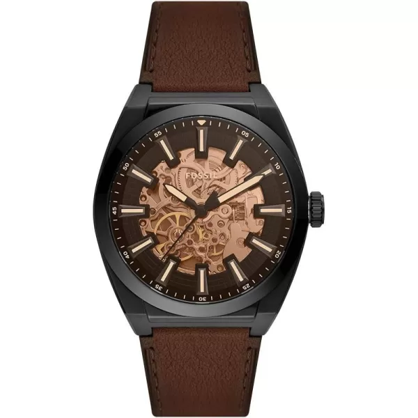 imageFossil Mens Everett Stainless Steel Mechanical Automatic WatchBlackBrown