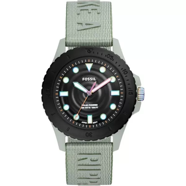 imageFossil Mens FB01 Stainless Steel DiveInspired Casual Quartz WatchBlackGreen Solar