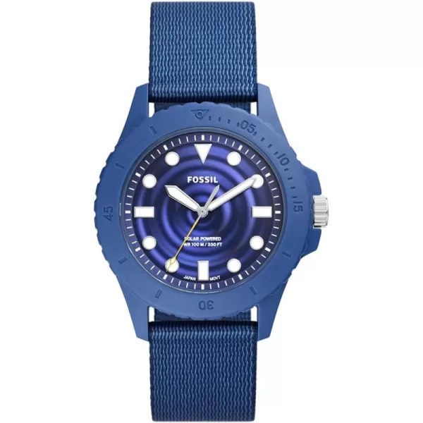 imageFossil Mens FB01 Stainless Steel DiveInspired Casual Quartz WatchBlue Solar