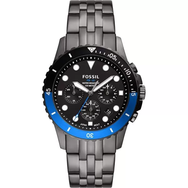 imageFossil Mens FB01 Stainless Steel DiveInspired Casual Quartz WatchSmokeBlue Chrono