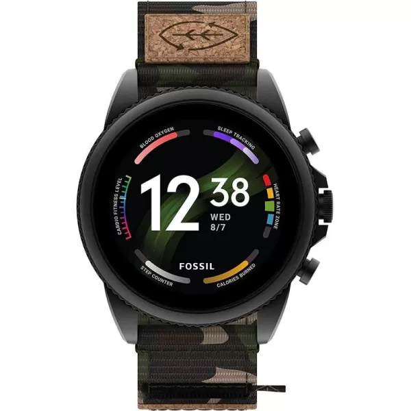 imageFossil Mens Gen 6 44mm Touchscreen Smart Watch with Alexa BuiltIn Fitness Tracker Sleep Tracker Heart Rate Monitor GPS Speaker Music Control Smartphone NotificationsBlackCamo