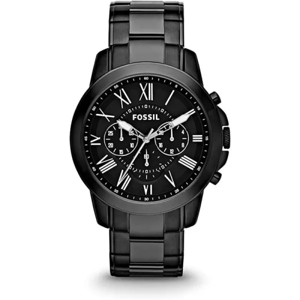 imageFossil Mens Grant Stainless Steel Quartz Chronograph WatchBlack