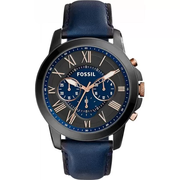 imageFossil Mens Grant Stainless Steel Quartz Chronograph WatchBlueBlack