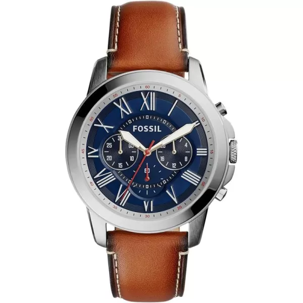 imageFossil Mens Grant Stainless Steel Quartz Chronograph WatchSaddleSilver