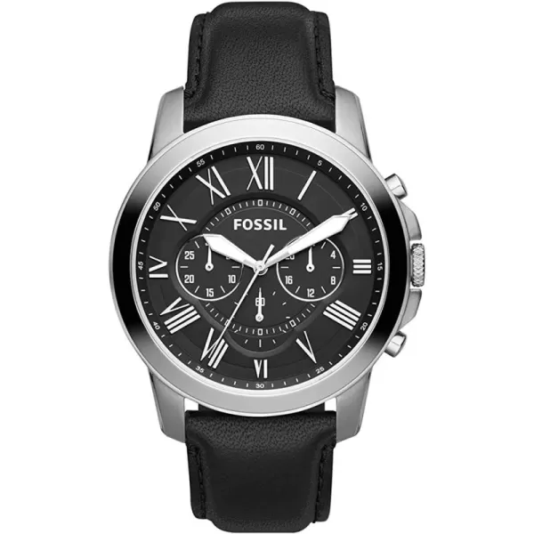 imageFossil Mens Grant Stainless Steel Quartz Chronograph WatchSilver Black