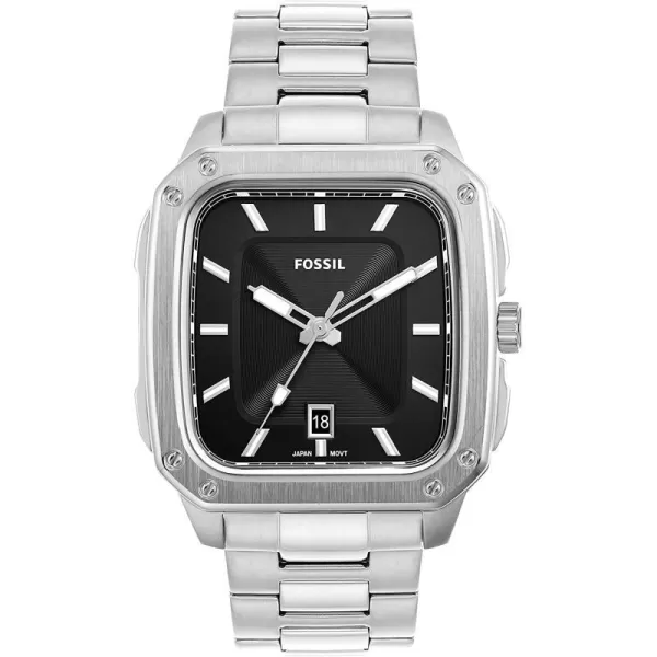 imageFossil Mens Quartz Inscription Stainless Steel Square WatchSilver