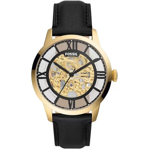 imageFossil Mens Townsman Stainless Steel Mechanical Automatic WatchGoldBlack