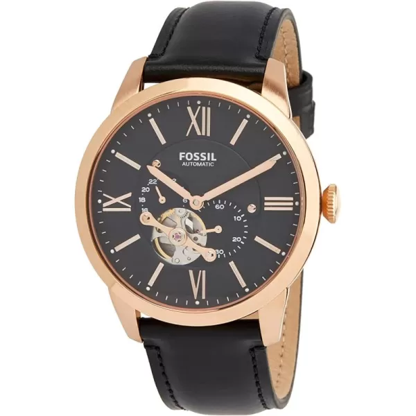 imageFossil Mens Townsman Stainless Steel Mechanical Automatic WatchRose Gold Black