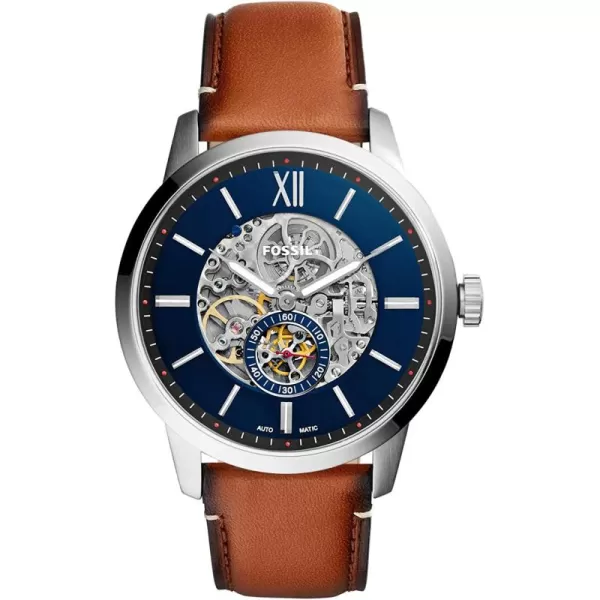 imageFossil Mens Townsman Stainless Steel Mechanical Automatic WatchSilverBlue Brown