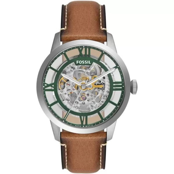 imageFossil Mens Townsman Stainless Steel Mechanical Automatic WatchSilverGreen Brown