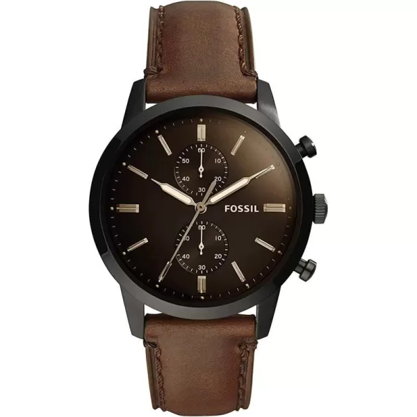 imageFossil Mens Townsman Stainless Steel and Leather Casual Quartz Chronograph WatchBlack