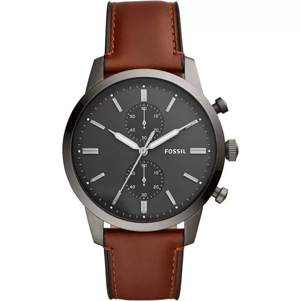 imageFossil Mens Townsman Stainless Steel and Leather Casual Quartz Chronograph WatchSmoke Brown