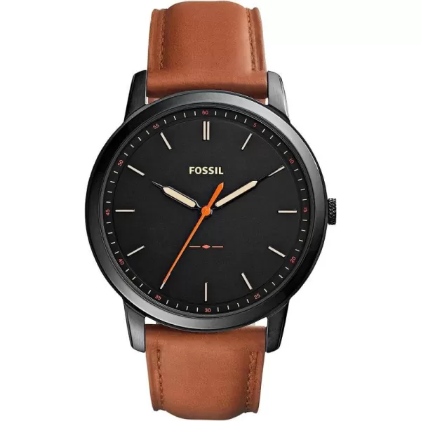 imageFossil Minimalist Mens Watch with Leather or Stainless Steel Band Chronograph or Analog Watch Display with Slim Case DesignBlack Brown