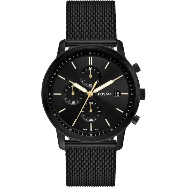 imageFossil Minimalist Mens Watch with Leather or Stainless Steel Band Chronograph or Analog Watch Display with Slim Case DesignBlack Mesh Chrono