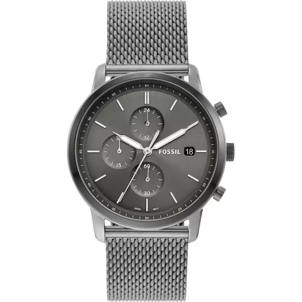 imageFossil Minimalist Mens Watch with Leather or Stainless Steel Band Chronograph or Analog Watch Display with Slim Case DesignSilver Mesh Chrono