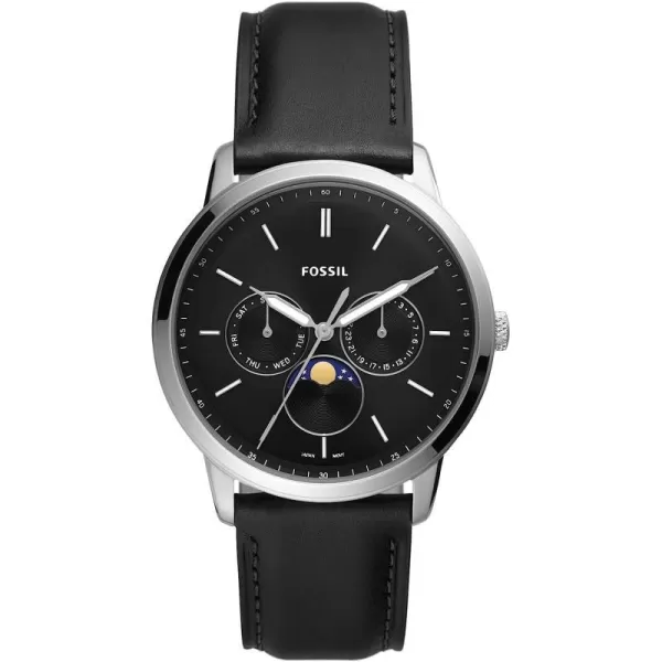 imageFossil Neutra Mens Chronograph Watch with Stainless Steel Bracelet or Genuine Leather BandSilverBlack Moonphase