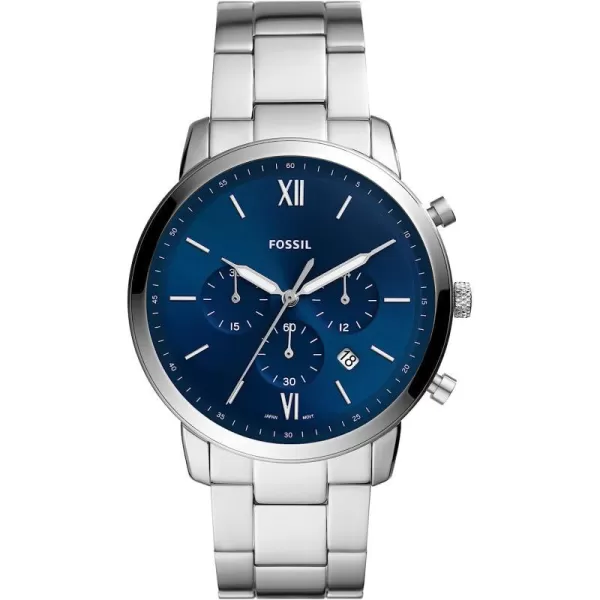 imageFossil Neutra Mens Chronograph Watch with Stainless Steel Bracelet or Genuine Leather BandSilverBlue