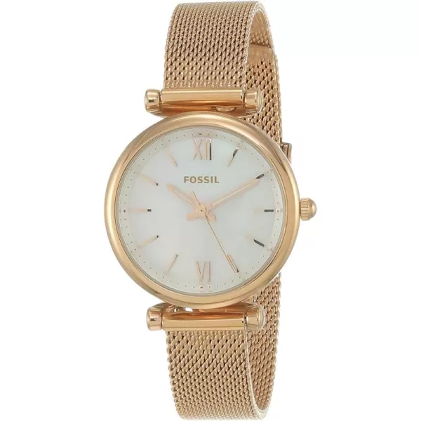 imageFossil Womens Carlie Mini Quartz Stainless Steel Dress WatchRose Gold Mesh