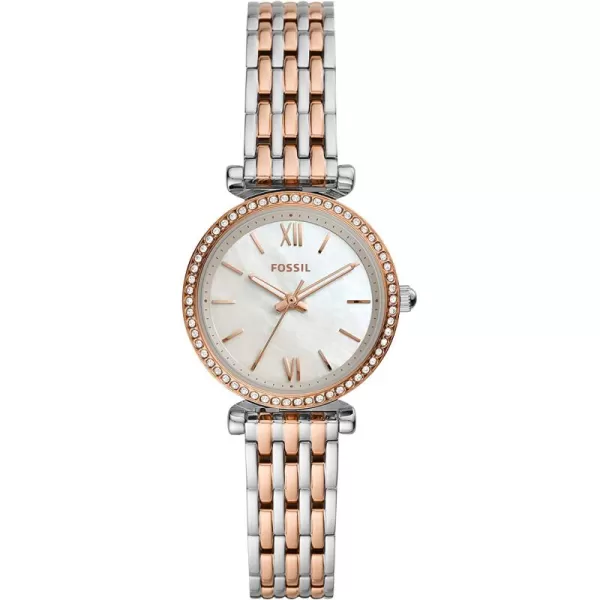 imageFossil Womens Carlie Mini Quartz Stainless Steel Dress WatchRose GoldSilver Glitz