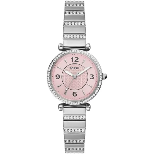 imageFossil Womens Carlie Mini Quartz Stainless Steel Dress WatchSilver GlitzPink