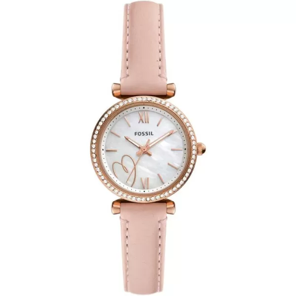 imageFossil Womens Carlie Mini Quartz Stainless Steel Silver WatchRose GoldBlush Heart