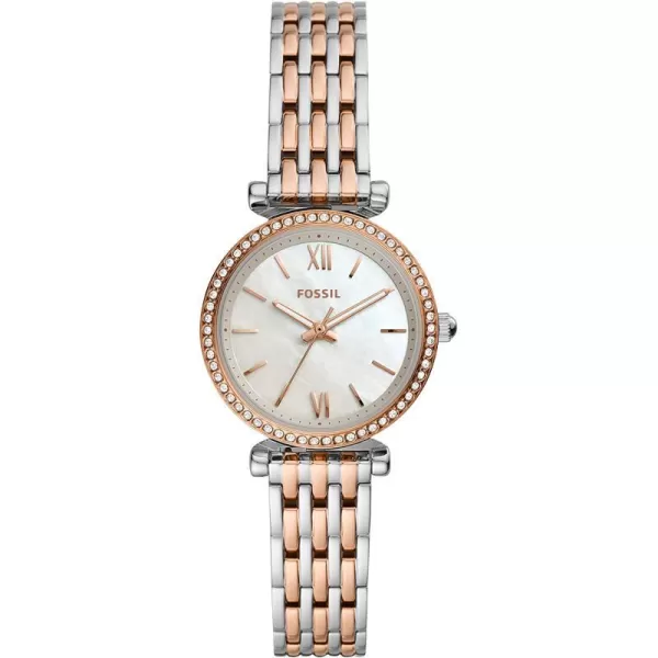 imageFossil Womens Carlie Mini Quartz Stainless Steel Silver WatchRose GoldSilver Glitz