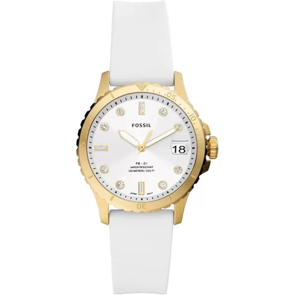 imageFossil Womens FB01 Stainless Steel DiveInspired Casual Quartz WatchGoldWhite