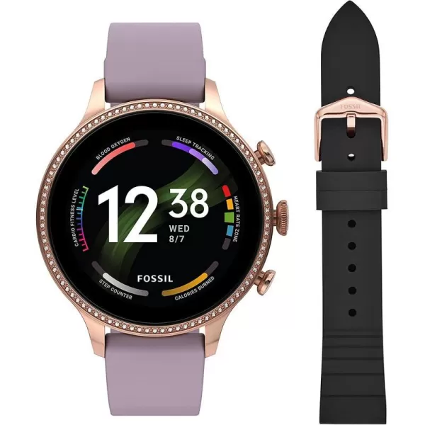 imageFossil Womens Gen 6 42mm Touchscreen Smart Watch with Alexa BuiltIn Fitness Tracker Sleep Tracker Heart Rate Monitor GPS Speaker Music Control Smartphone NotificationsPurple  Black Silicone