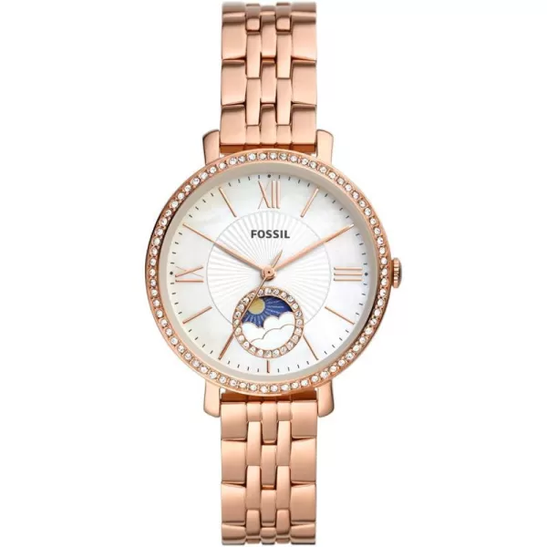 imageFossil Womens Jacqueline Quartz Stainless Steel Dress WatchRose Gold Moonphase