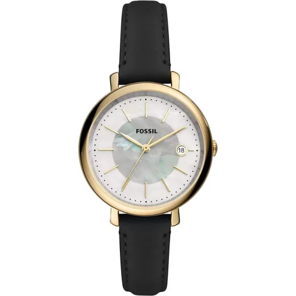 imageFossil Womens Jacqueline Quartz Stainless Steel and Leather WatchGoldBlack Solar