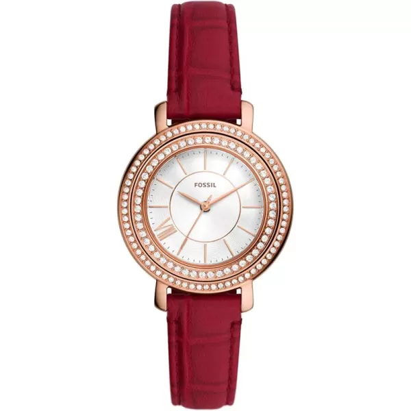 imageFossil Womens Jacqueline Quartz Stainless Steel and Leather WatchRed Croco Leather