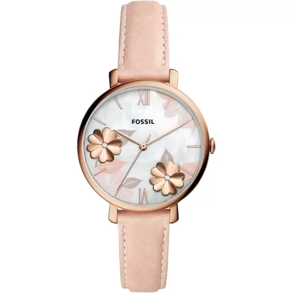 imageFossil Womens Jacqueline Quartz Stainless Steel and Leather WatchRose Gold Floral Blush