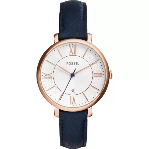 imageFossil Womens Jacqueline Quartz Stainless Steel and Leather WatchRose Gold Navy